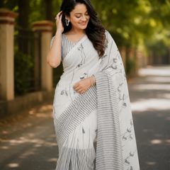 Ivory Mist Chanderi Saree