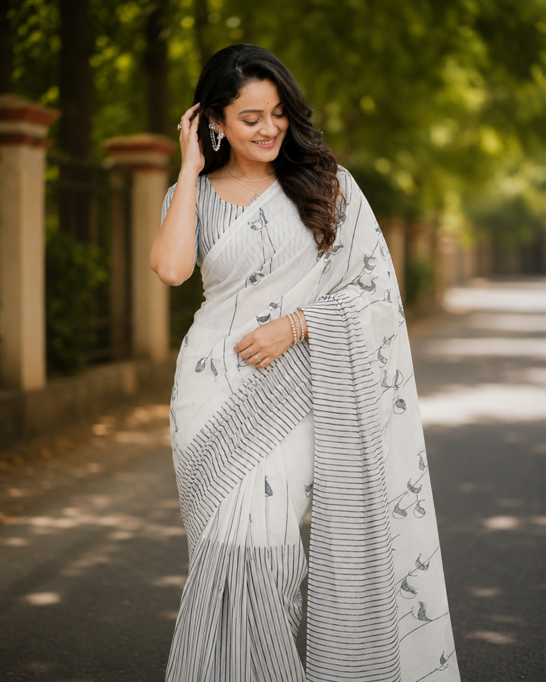 Ivory Mist Chanderi Saree