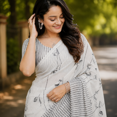 Ivory Mist Chanderi Saree