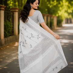 Ivory Mist Chanderi Saree