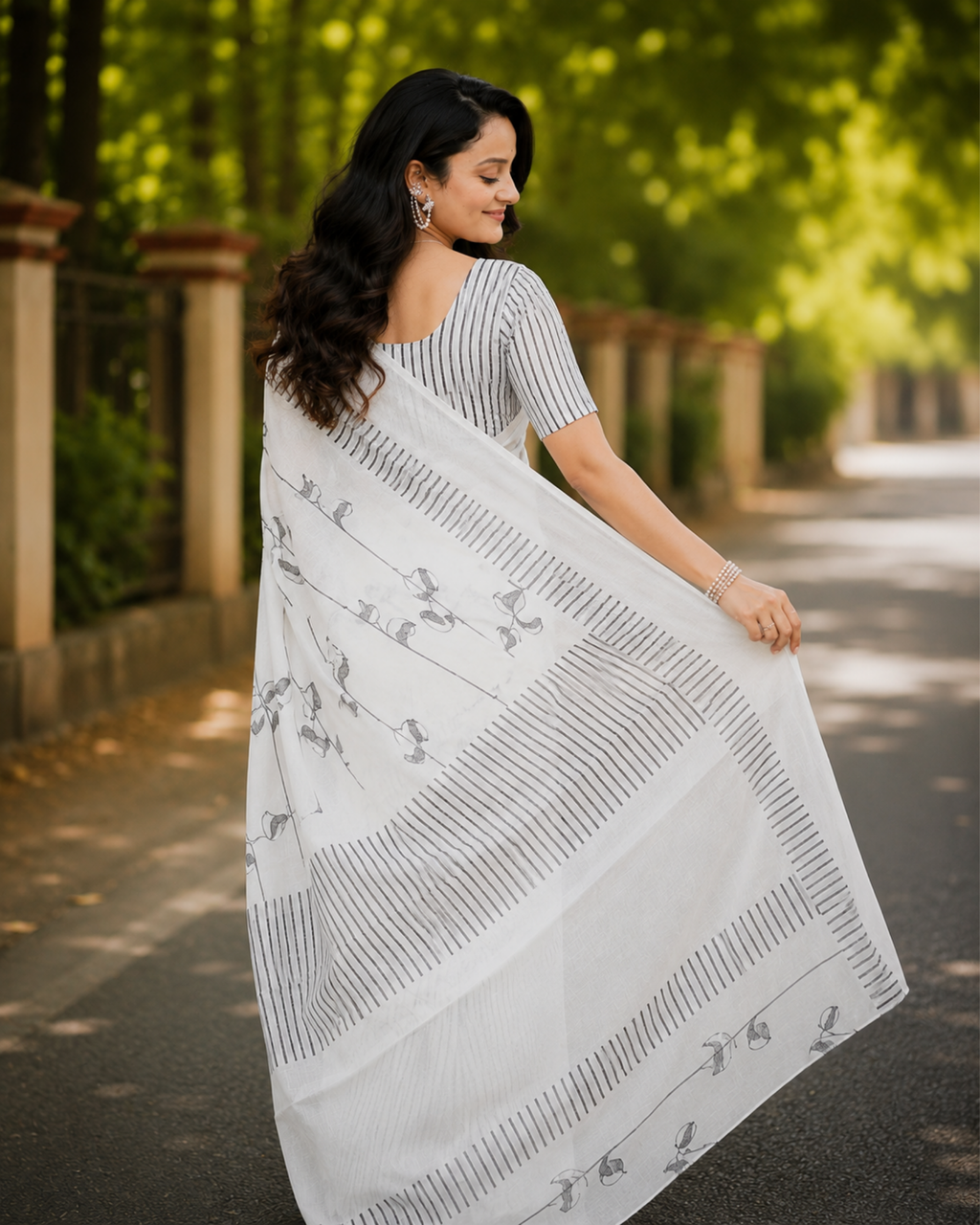 Ivory Mist Chanderi Saree