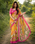 Golden Bloom Chanderi Saree