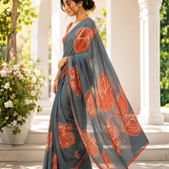 Rust Bloom Georgette Saree