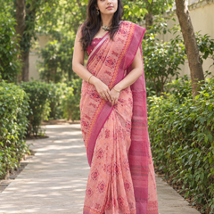 Dusty Rose Patola Diamond Chanderi Saree