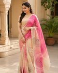Blush Pink & Ivory Georgette Saree