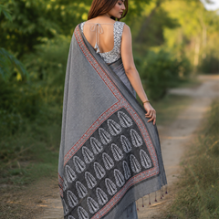 Charcoal Heritage Chanderi Saree