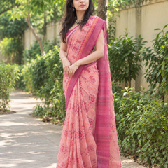 Dusty Rose Patola Diamond Chanderi Saree