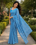 Azure Blue Chevron Georgette Saree