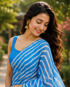 Azure Blue Chevron Georgette Saree