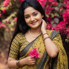 Mustard Botanical Branch Chanderi Saree