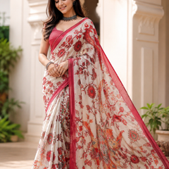 Rosewood Floral Georgette Saree