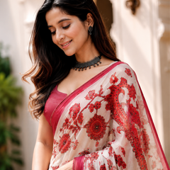 Rosewood Floral Georgette Saree