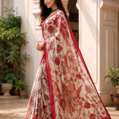 Rosewood Floral Georgette Saree