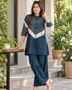 Indigo Bandhani Chevron Kurti Set