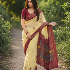Maroon Heritage Chanderi Saree