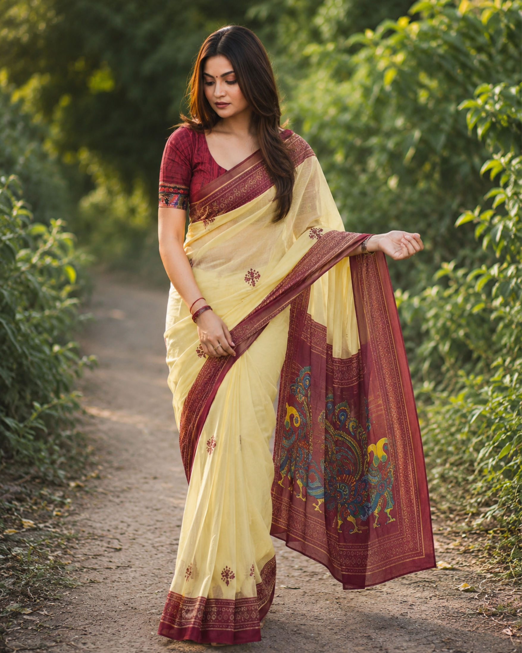 Maroon Heritage Chanderi Saree