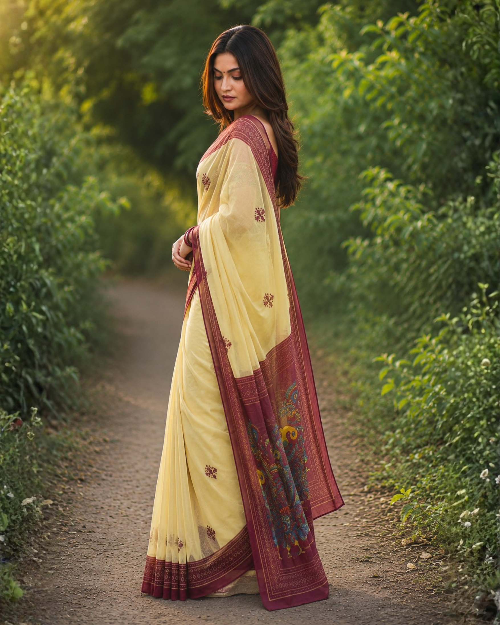 Maroon Heritage Chanderi Saree