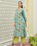 Seafoam Garden Floral Kurti Set