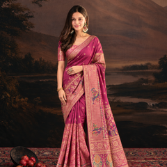 Orchid Pink Paithani Style Silk Saree