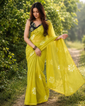 Lime Blossom Chanderi Saree