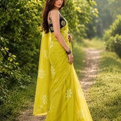 Lime Blossom Chanderi Saree