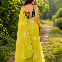 Lime Blossom Chanderi Saree