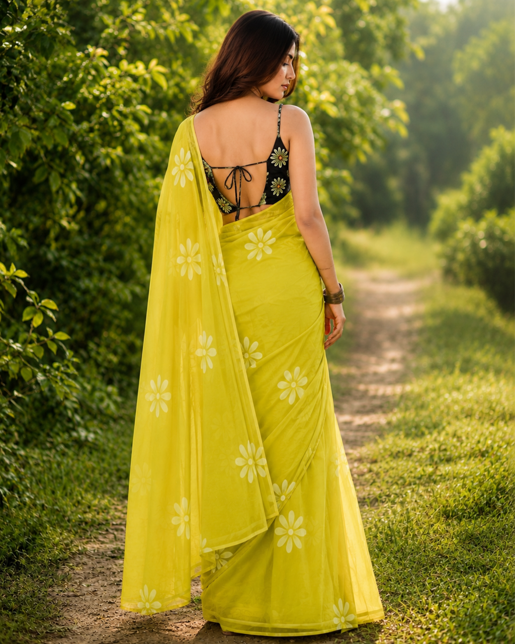 Lime Blossom Chanderi Saree
