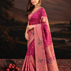 Orchid Pink Paithani Style Silk Saree