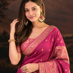 Orchid Pink Paithani Style Silk Saree