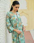 Seafoam Garden Floral Kurti Set