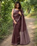 Mocha Elegance Chanderi Saree