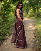 Mocha Elegance Chanderi Saree