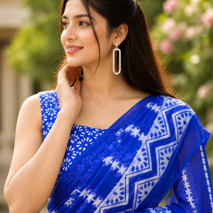 Royal Blue Printed Saree