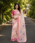 Blush Bloom Chanderi Saree