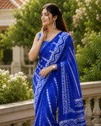 Royal Blue Printed Saree