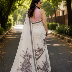 Ivory Botanica Chanderi Saree