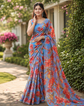 Blue Floral Georgette Saree