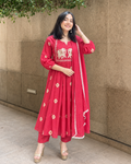 Rani Pink Elephant Embroidered Kurti Set