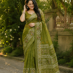 Olive Heritage Chanderi Saree