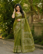 Olive Heritage Chanderi Saree