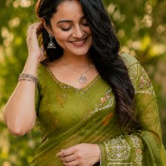 Olive Heritage Chanderi Saree
