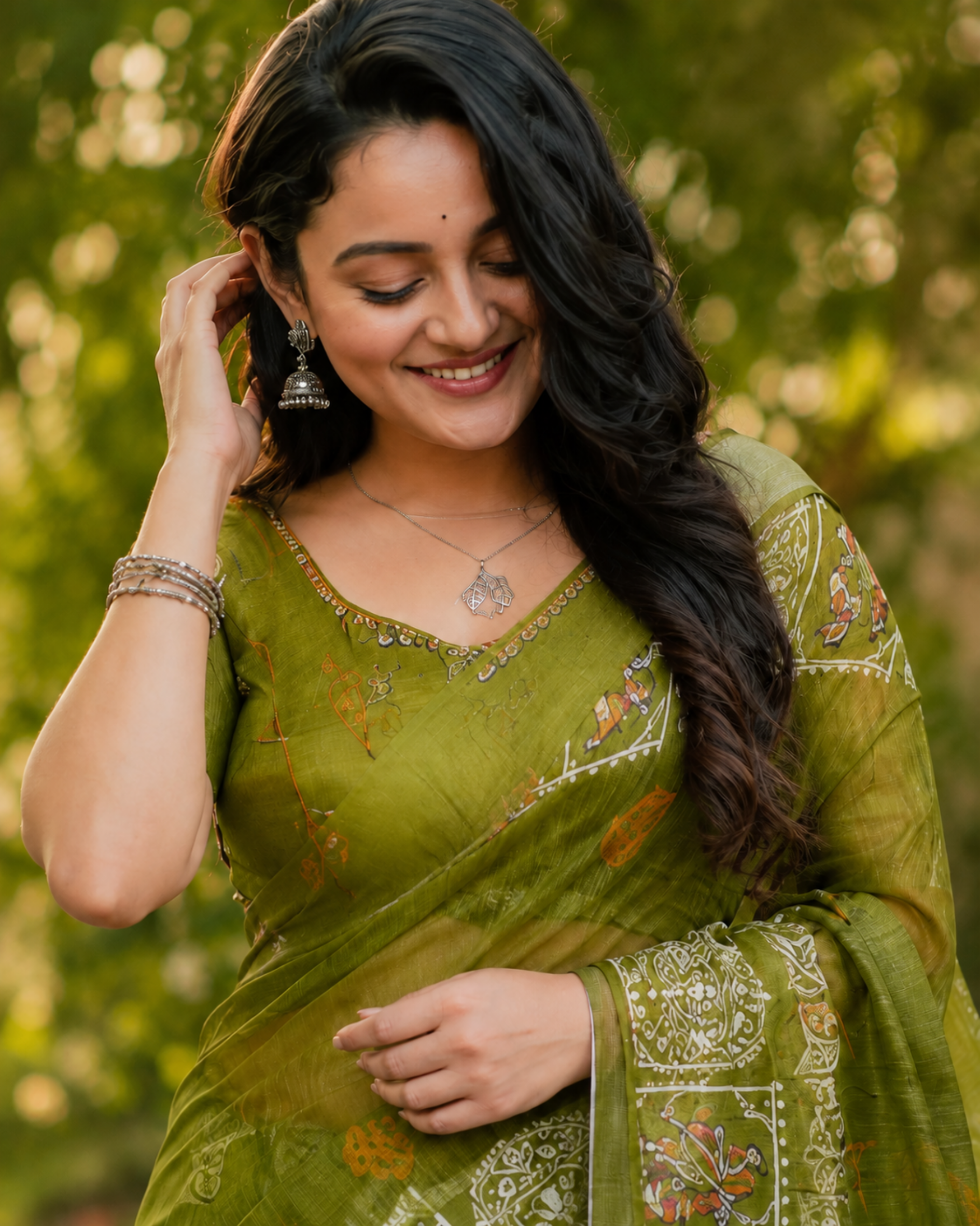 Olive Heritage Chanderi Saree