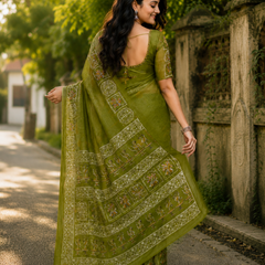 Olive Heritage Chanderi Saree