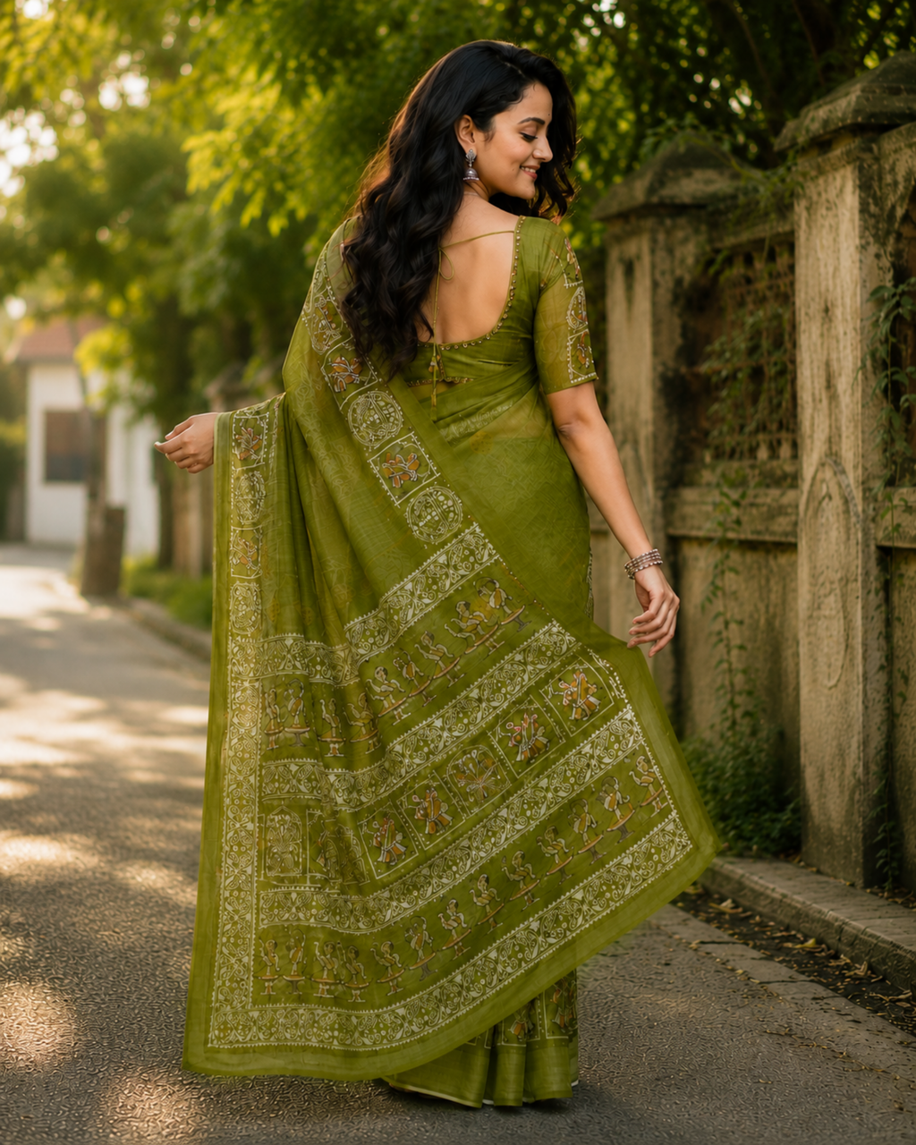 Olive Heritage Chanderi Saree