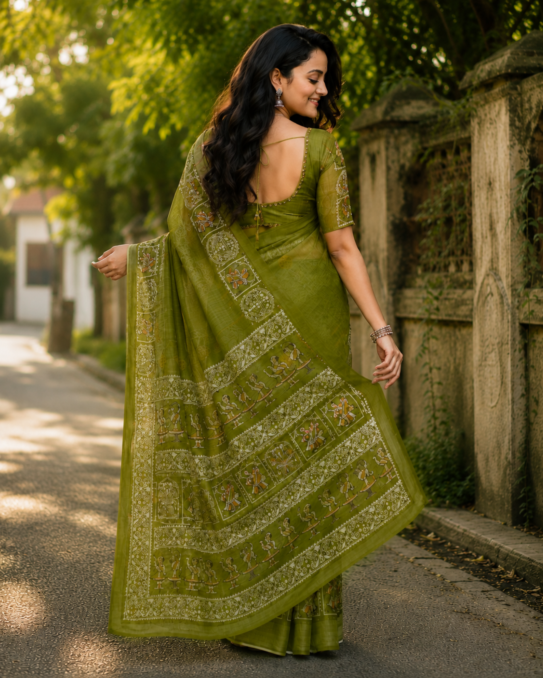 Olive Heritage Chanderi Saree