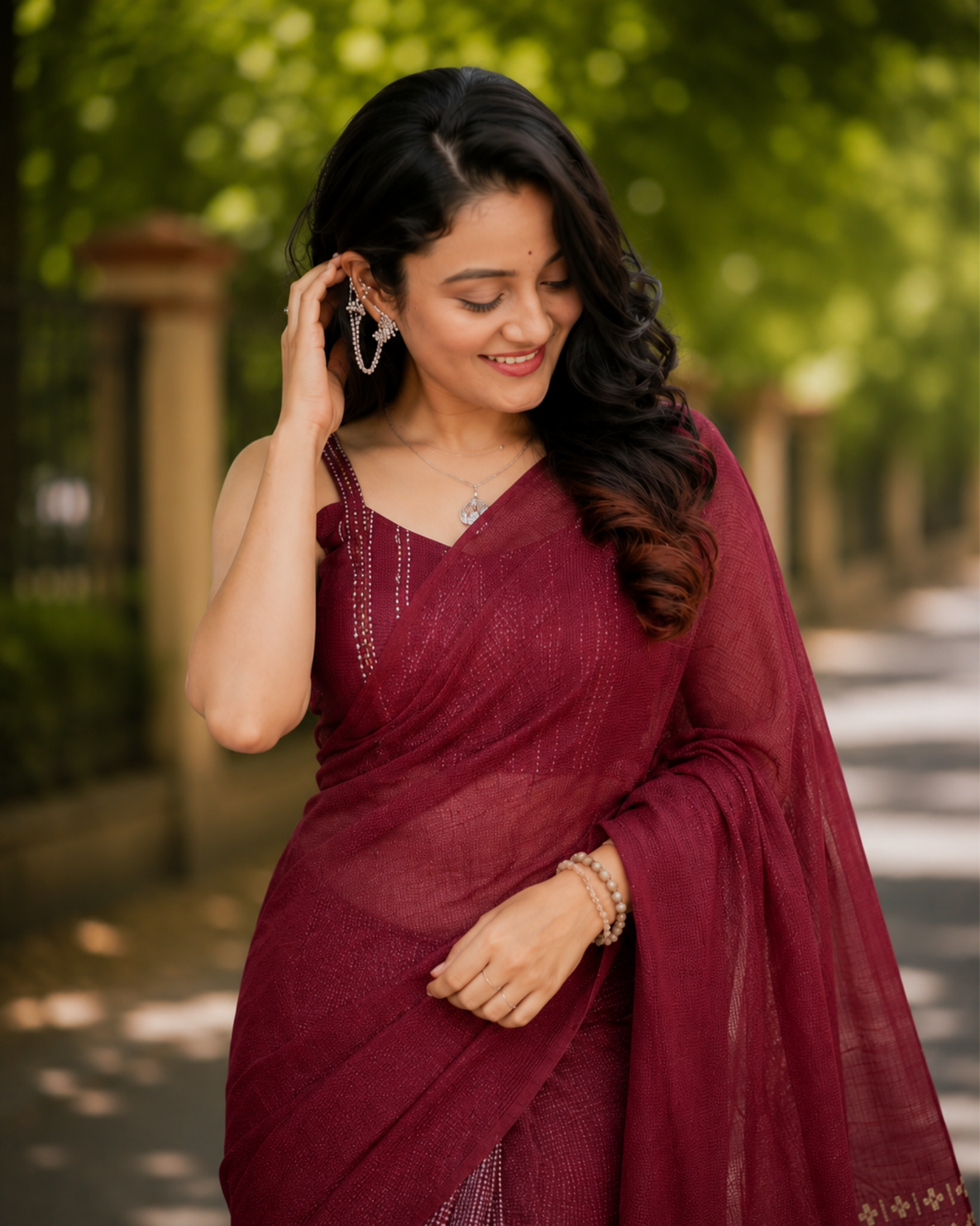 Royal Wine Chanderi Saree