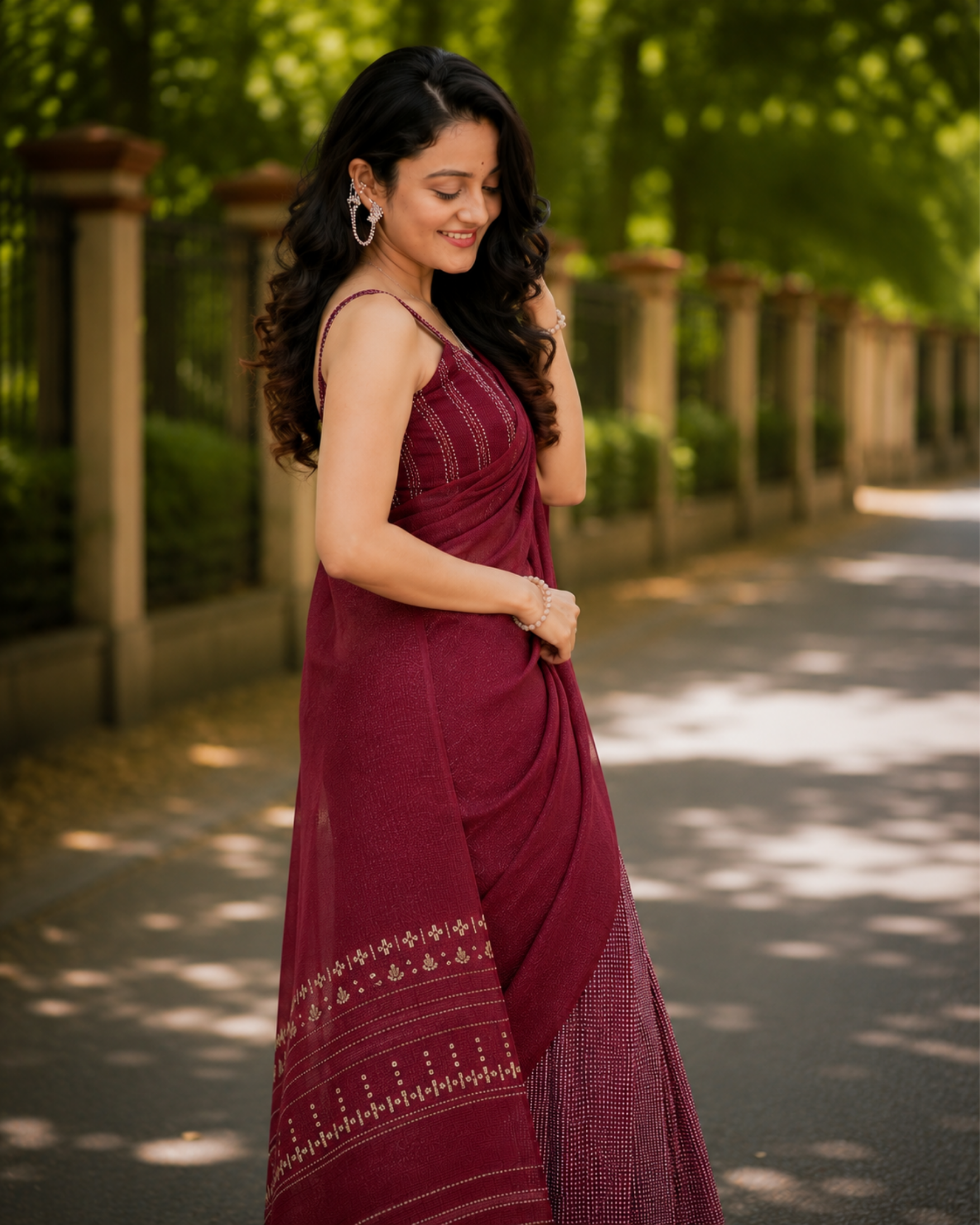 Royal Wine Chanderi Saree