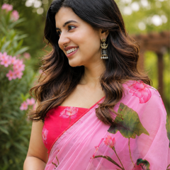 Lotus Pink Floral Saree