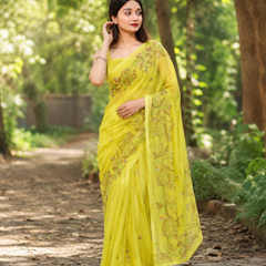 Citrus Vine Chanderi Saree