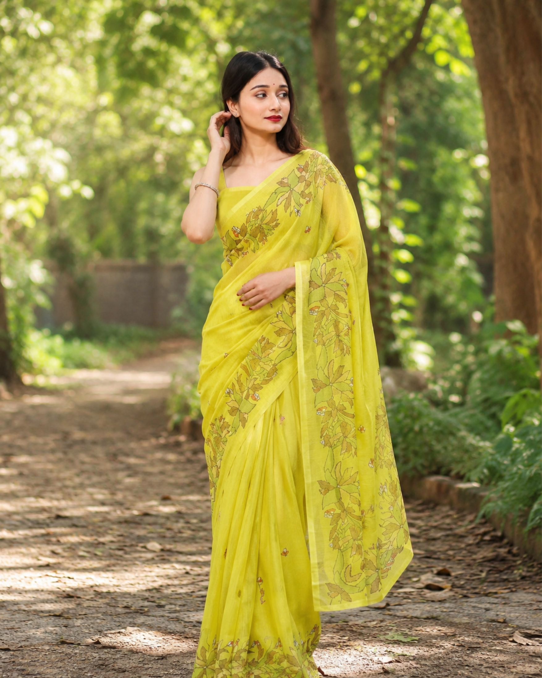 Citrus Vine Chanderi Saree